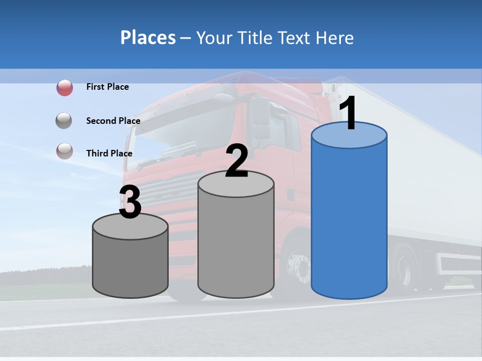 A Red Truck Is Driving Down The Road PowerPoint Template