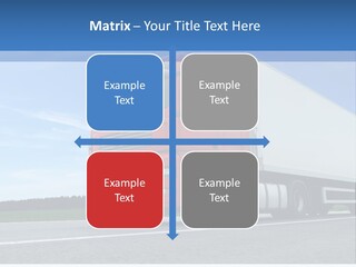 A Red Truck Is Driving Down The Road PowerPoint Template