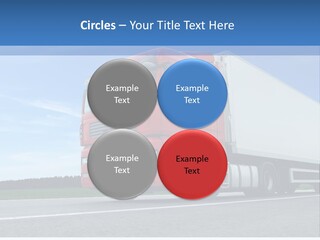 A Red Truck Is Driving Down The Road PowerPoint Template