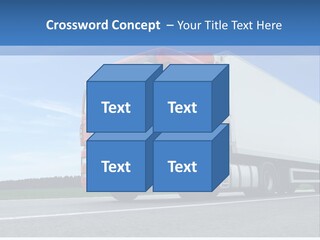 A Red Truck Is Driving Down The Road PowerPoint Template