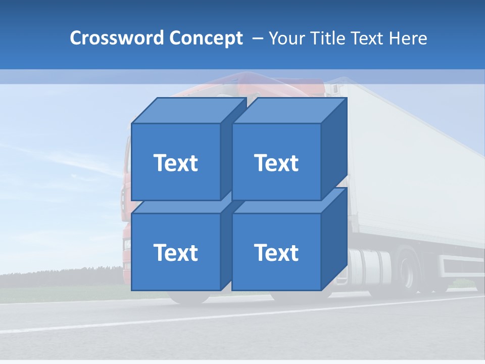 A Red Truck Is Driving Down The Road PowerPoint Template