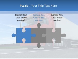 A Red Truck Is Driving Down The Road PowerPoint Template
