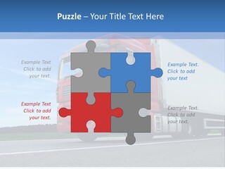 A Red Truck Is Driving Down The Road PowerPoint Template