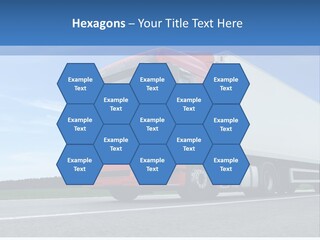 A Red Truck Is Driving Down The Road PowerPoint Template