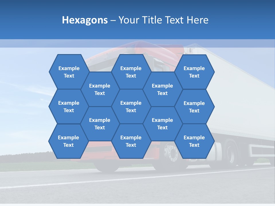 A Red Truck Is Driving Down The Road PowerPoint Template