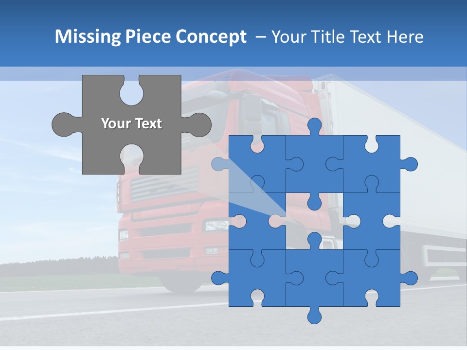 A Red Truck Is Driving Down The Road PowerPoint Template