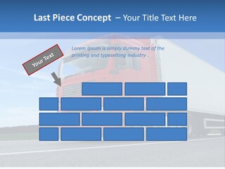 A Red Truck Is Driving Down The Road PowerPoint Template