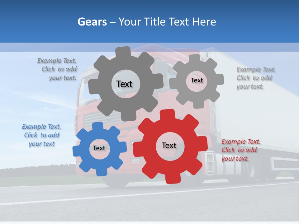 A Red Truck Is Driving Down The Road PowerPoint Template