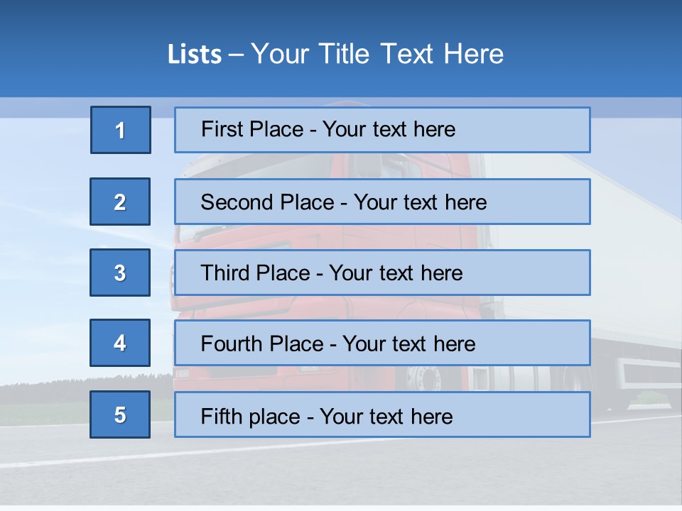 A Red Truck Is Driving Down The Road PowerPoint Template