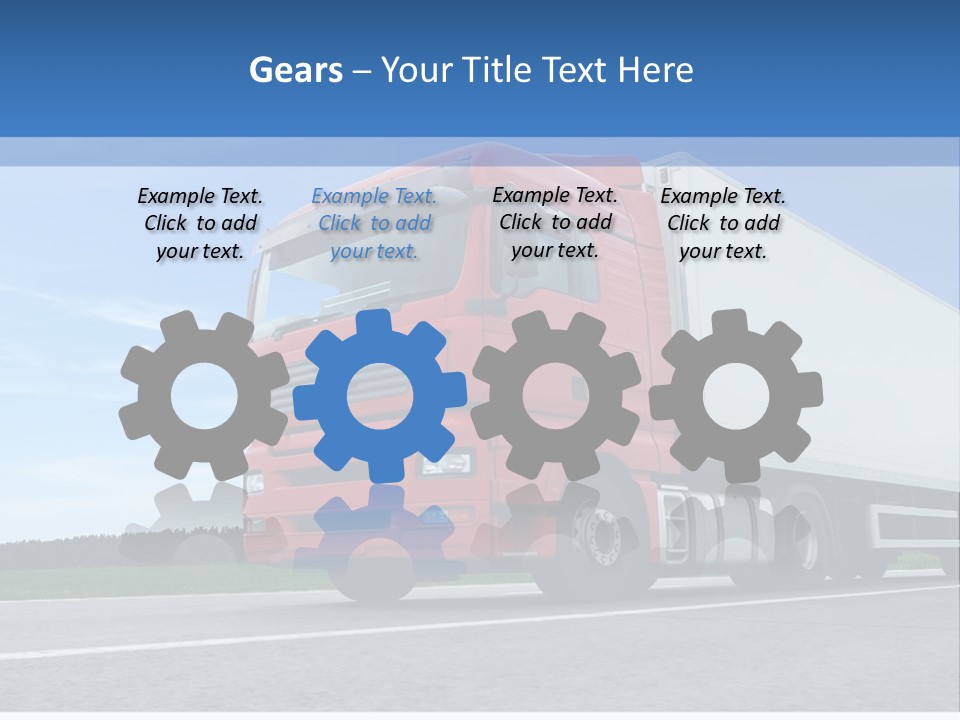A Red Truck Is Driving Down The Road PowerPoint Template