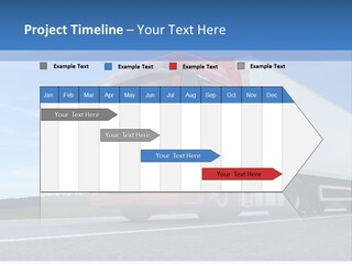 A Red Truck Is Driving Down The Road PowerPoint Template