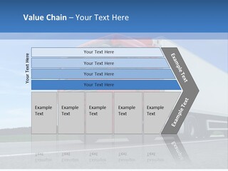 A Red Truck Is Driving Down The Road PowerPoint Template