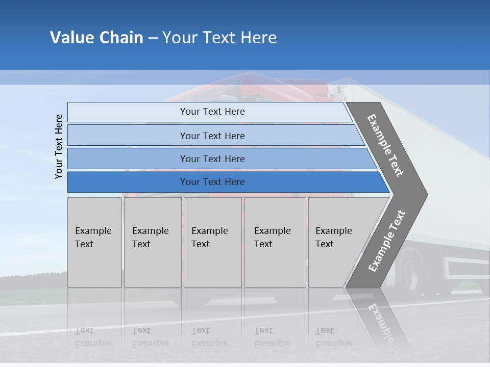 A Red Truck Is Driving Down The Road PowerPoint Template