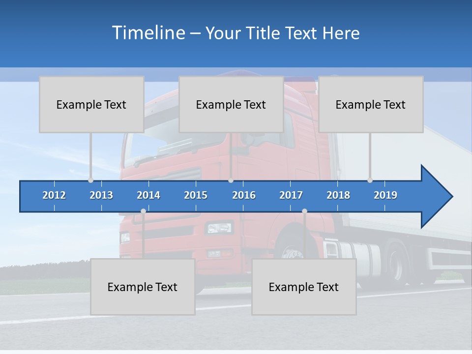 A Red Truck Is Driving Down The Road PowerPoint Template