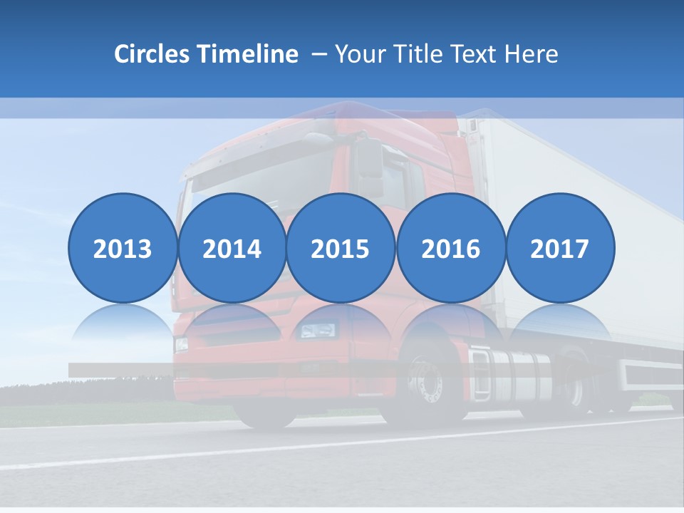 A Red Truck Is Driving Down The Road PowerPoint Template