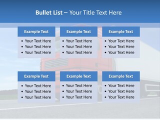 A Red Truck Is Driving Down The Road PowerPoint Template