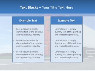 A Red Truck Is Driving Down The Road PowerPoint Template