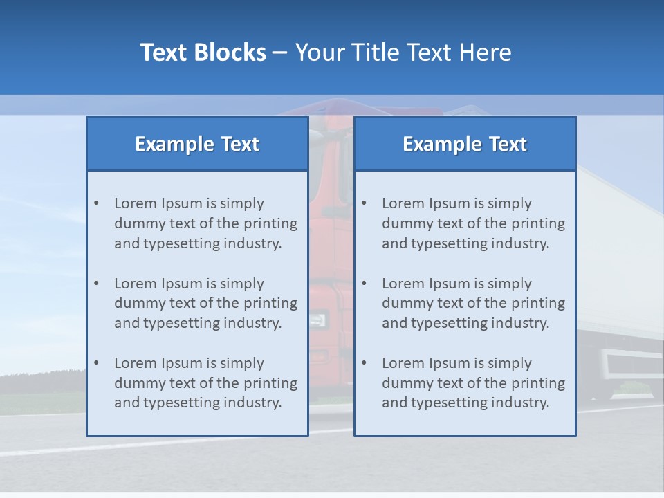 A Red Truck Is Driving Down The Road PowerPoint Template