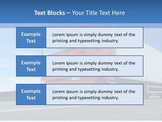 A Red Truck Is Driving Down The Road PowerPoint Template
