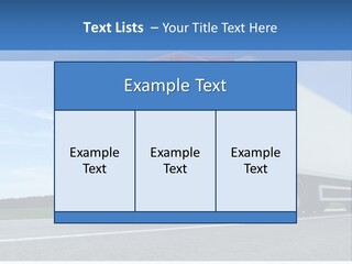 A Red Truck Is Driving Down The Road PowerPoint Template