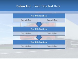 A Red Truck Is Driving Down The Road PowerPoint Template