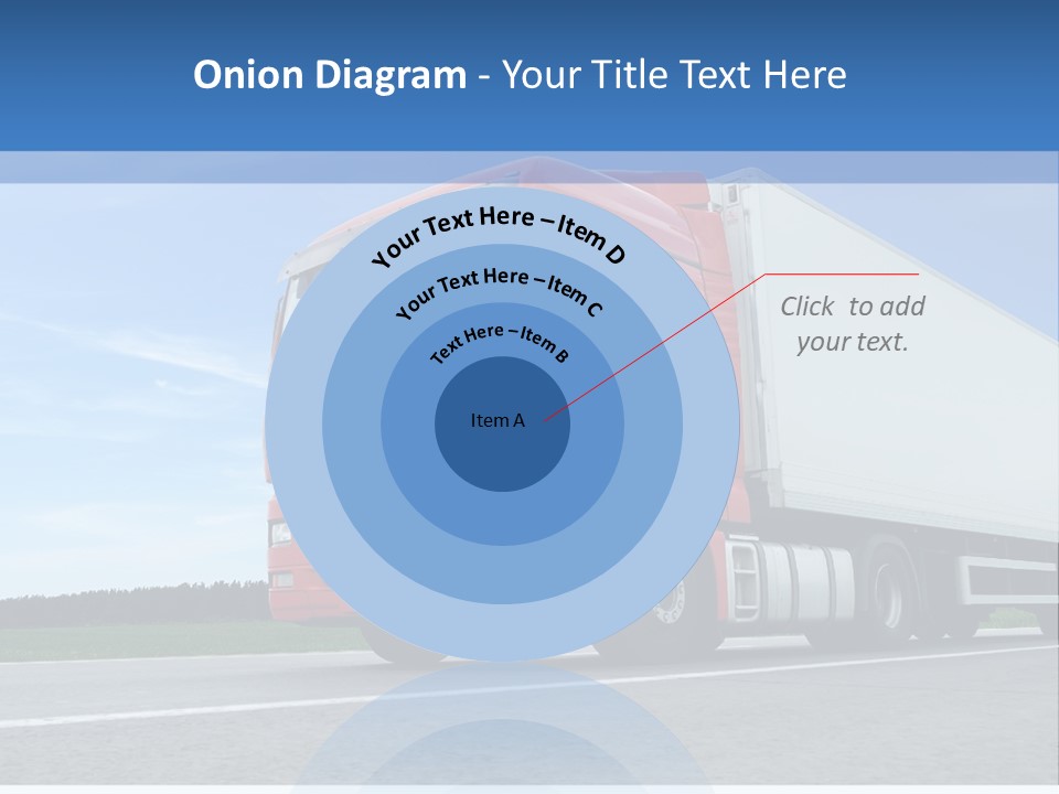 A Red Truck Is Driving Down The Road PowerPoint Template