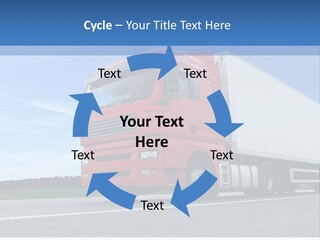 A Red Truck Is Driving Down The Road PowerPoint Template