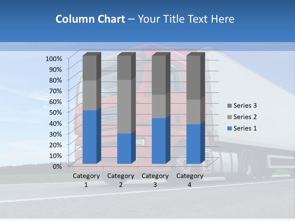 A Red Truck Is Driving Down The Road PowerPoint Template