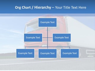 A Red Truck Is Driving Down The Road PowerPoint Template