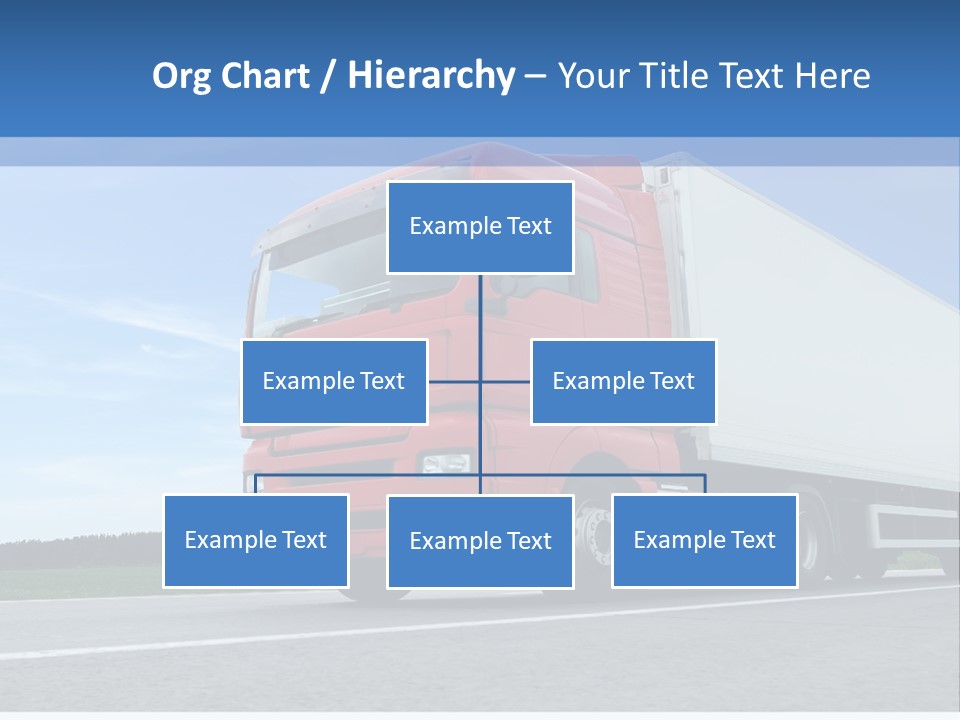 A Red Truck Is Driving Down The Road PowerPoint Template