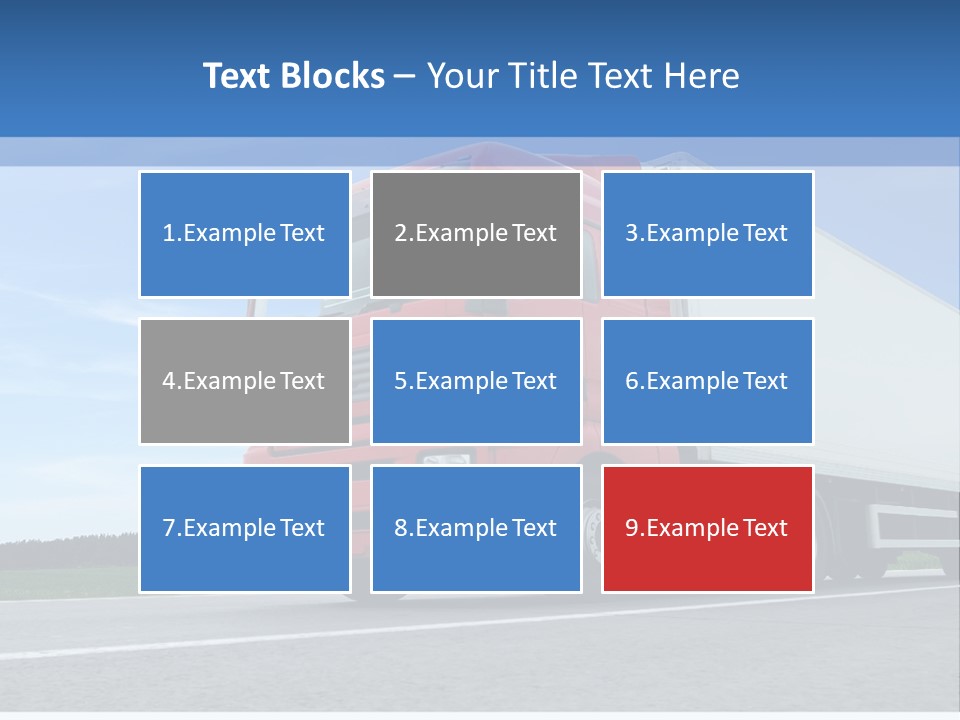 A Red Truck Is Driving Down The Road PowerPoint Template