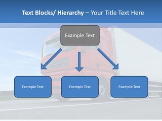 A Red Truck Is Driving Down The Road PowerPoint Template