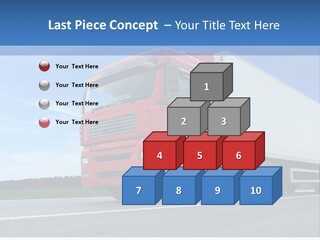 A Red Truck Is Driving Down The Road PowerPoint Template