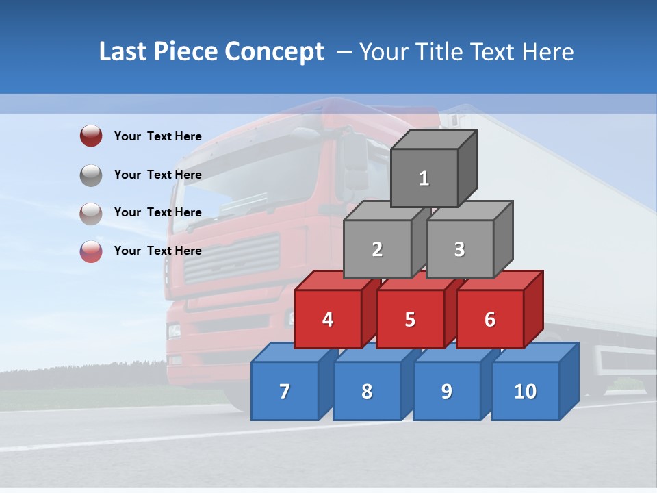 A Red Truck Is Driving Down The Road PowerPoint Template