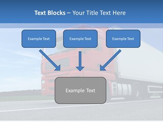 A Red Truck Is Driving Down The Road PowerPoint Template