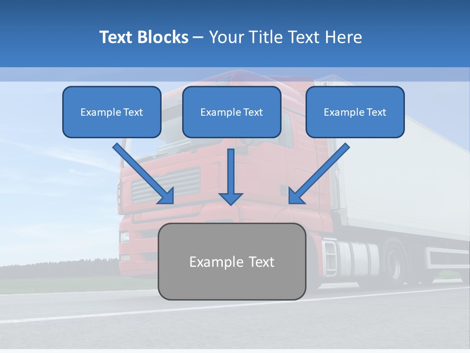 A Red Truck Is Driving Down The Road PowerPoint Template