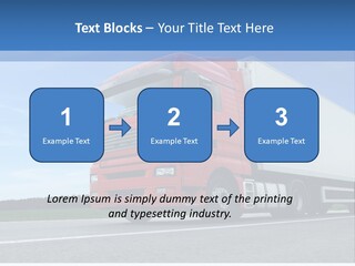 A Red Truck Is Driving Down The Road PowerPoint Template