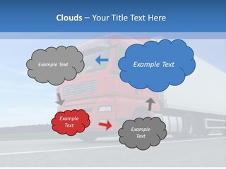 A Red Truck Is Driving Down The Road PowerPoint Template