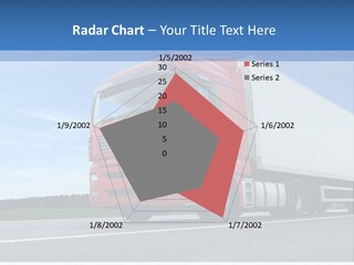 A Red Truck Is Driving Down The Road PowerPoint Template