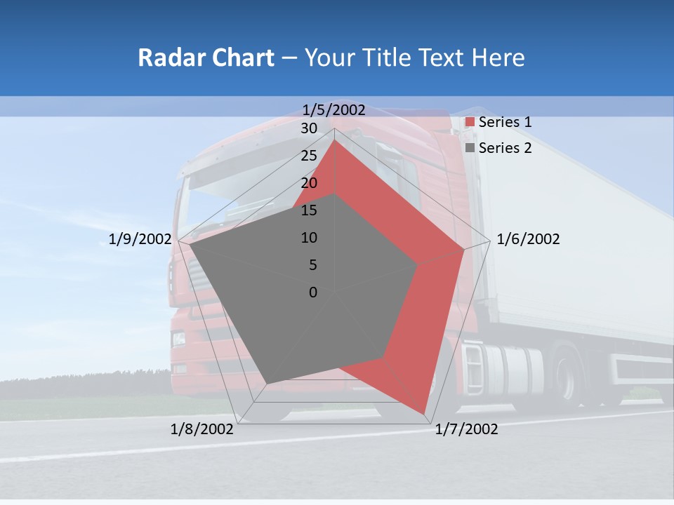 A Red Truck Is Driving Down The Road PowerPoint Template