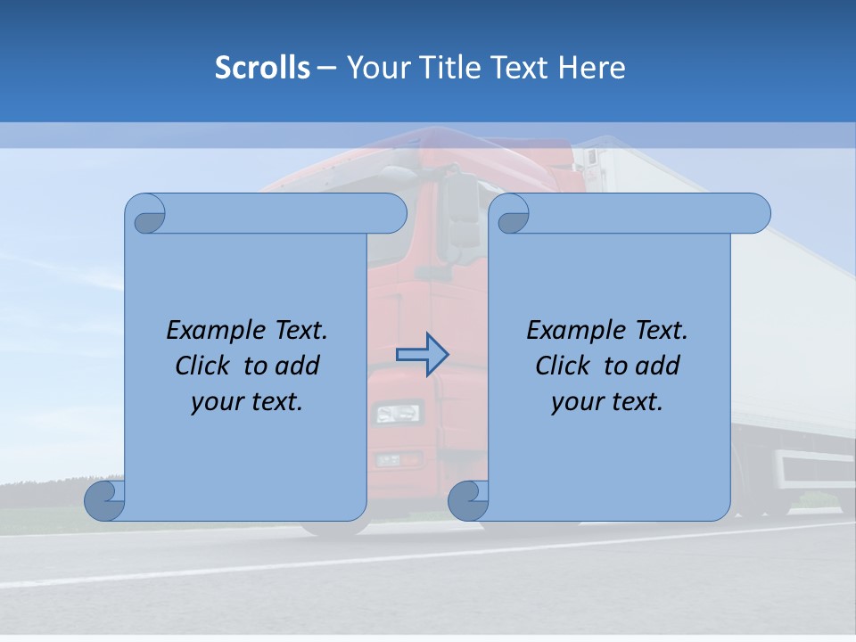 A Red Truck Is Driving Down The Road PowerPoint Template