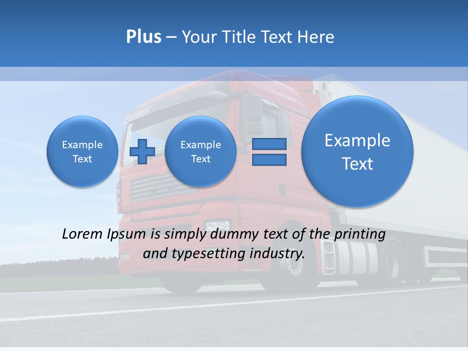 A Red Truck Is Driving Down The Road PowerPoint Template