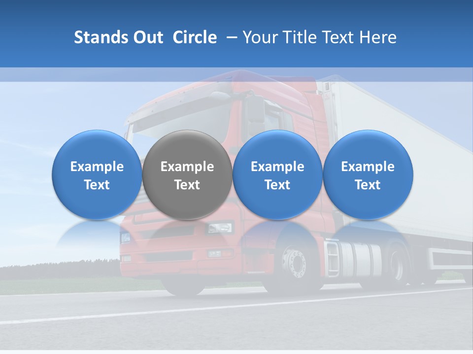 A Red Truck Is Driving Down The Road PowerPoint Template