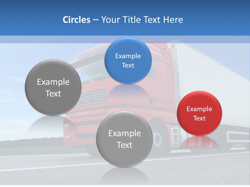 A Red Truck Is Driving Down The Road PowerPoint Template