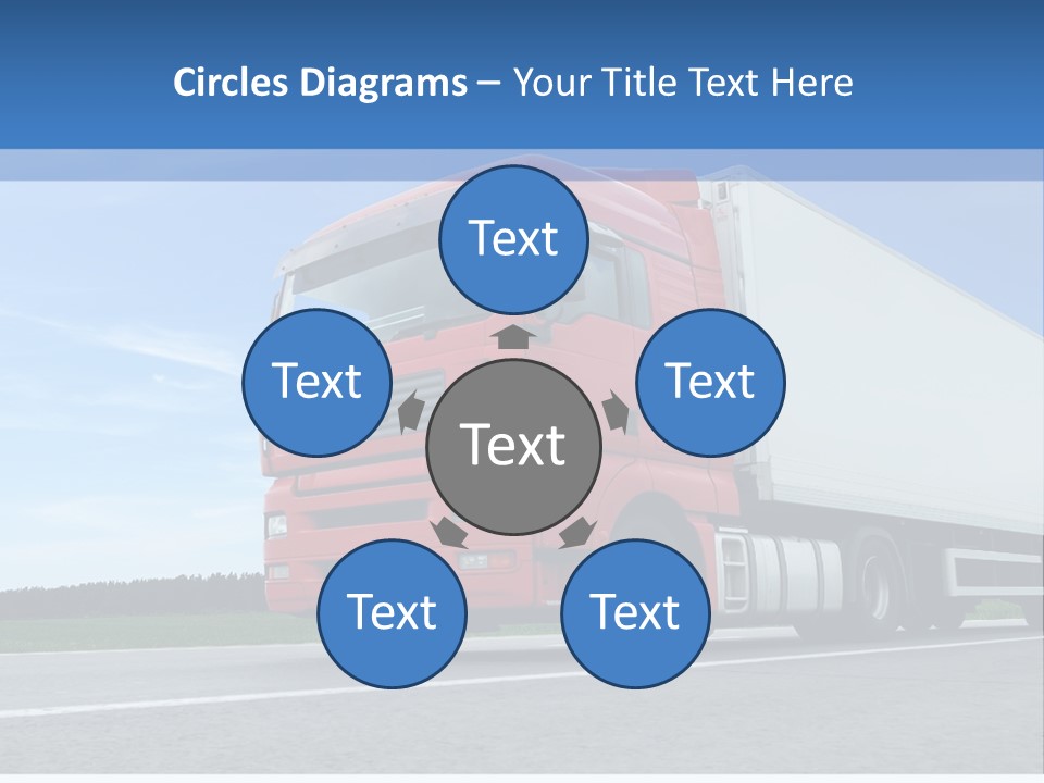 A Red Truck Is Driving Down The Road PowerPoint Template