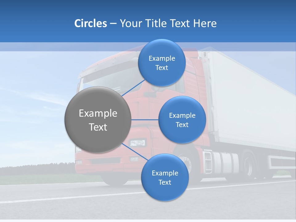 A Red Truck Is Driving Down The Road PowerPoint Template