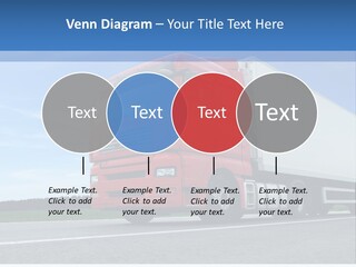 A Red Truck Is Driving Down The Road PowerPoint Template