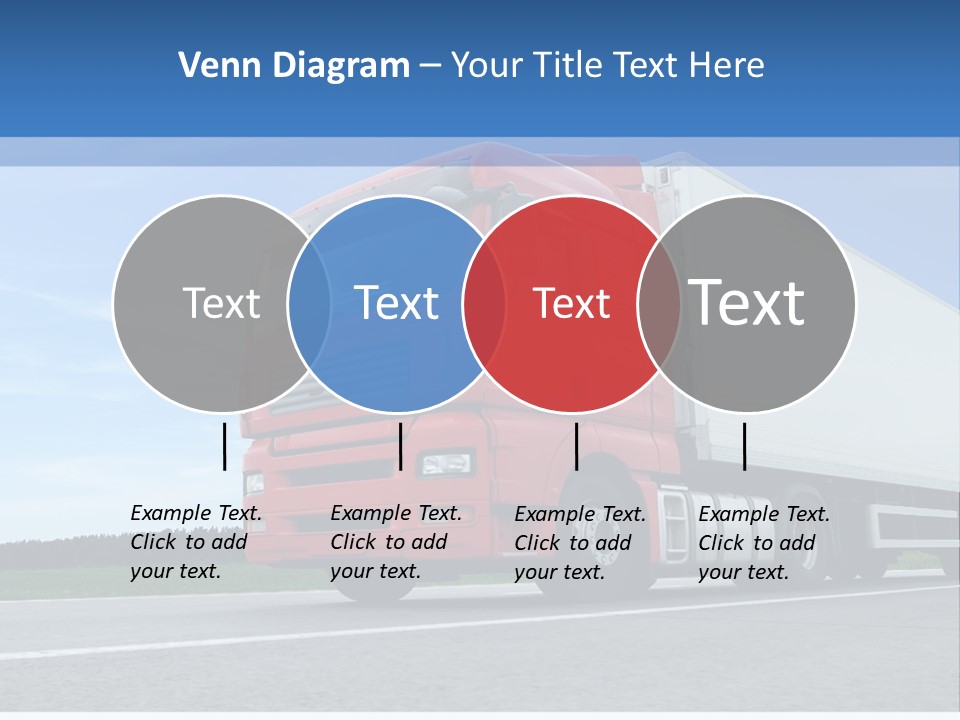 A Red Truck Is Driving Down The Road PowerPoint Template
