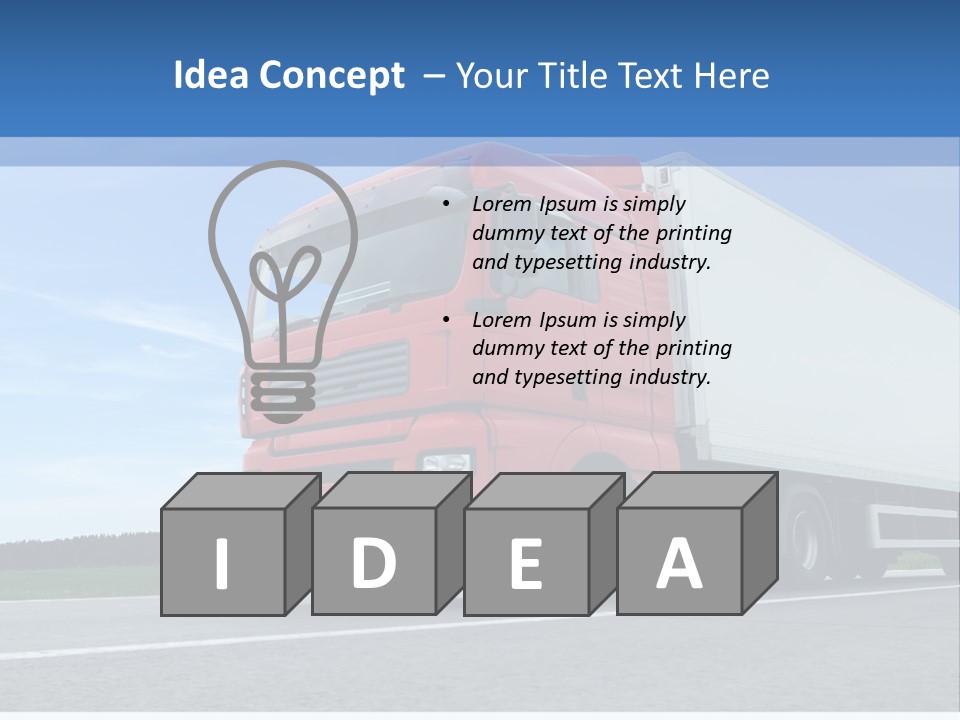 A Red Truck Is Driving Down The Road PowerPoint Template