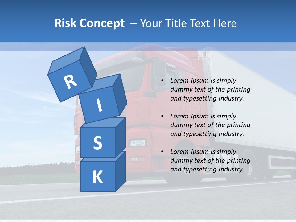 A Red Truck Is Driving Down The Road PowerPoint Template